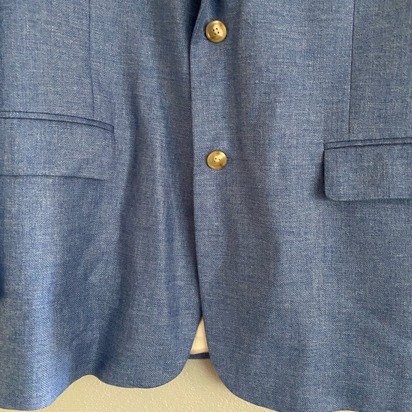 Coconut Grove Blazer Men’s Size 44 Blue Two Button Wool Bamboo Silk Work Party - Picture 4 of 11